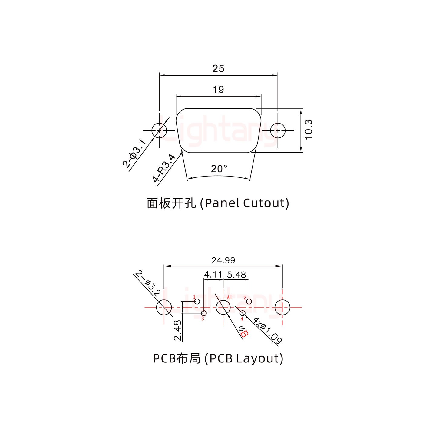 5W1公PCB直插板/鉚魚叉7.0/大電流10A