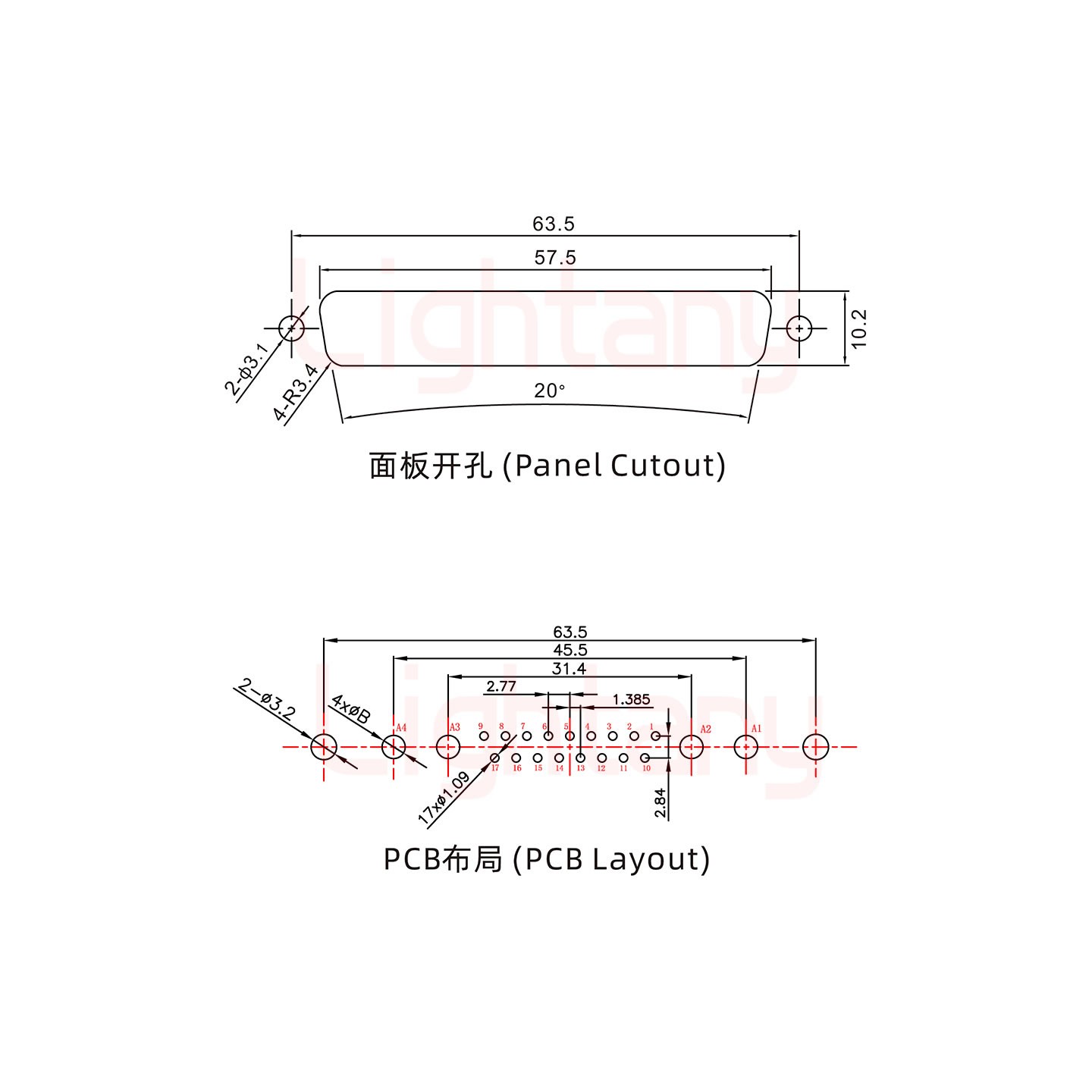 21W4母PCB直插板/鉚魚叉7.0/大電流30A