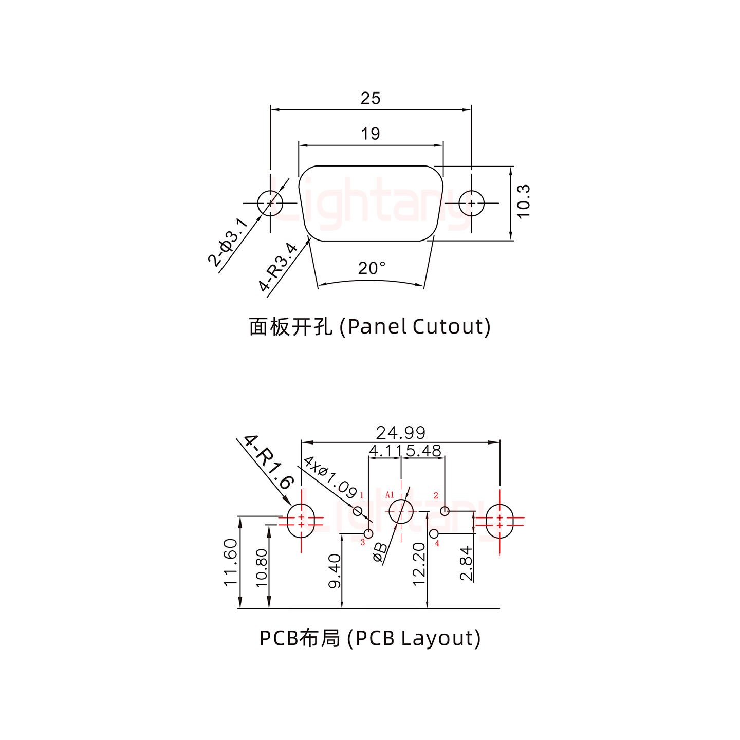 5W1公PCB彎插板/鉚支架10.8/大電流30A