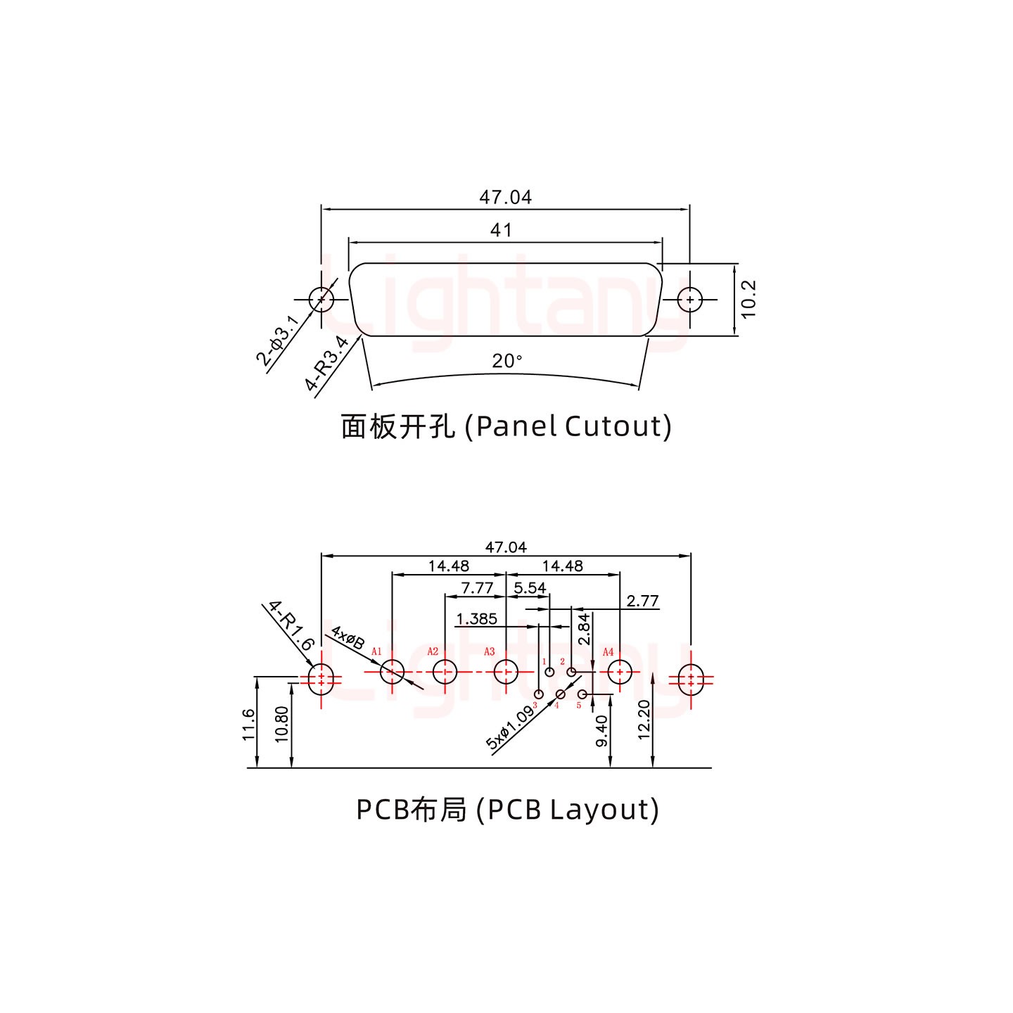 9W4公PCB彎插板/鉚支架10.8/大電流30A