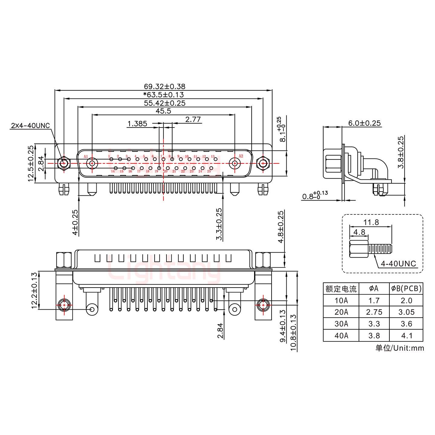 27W2公PCB彎插板/鉚支架10.8/大電流20A