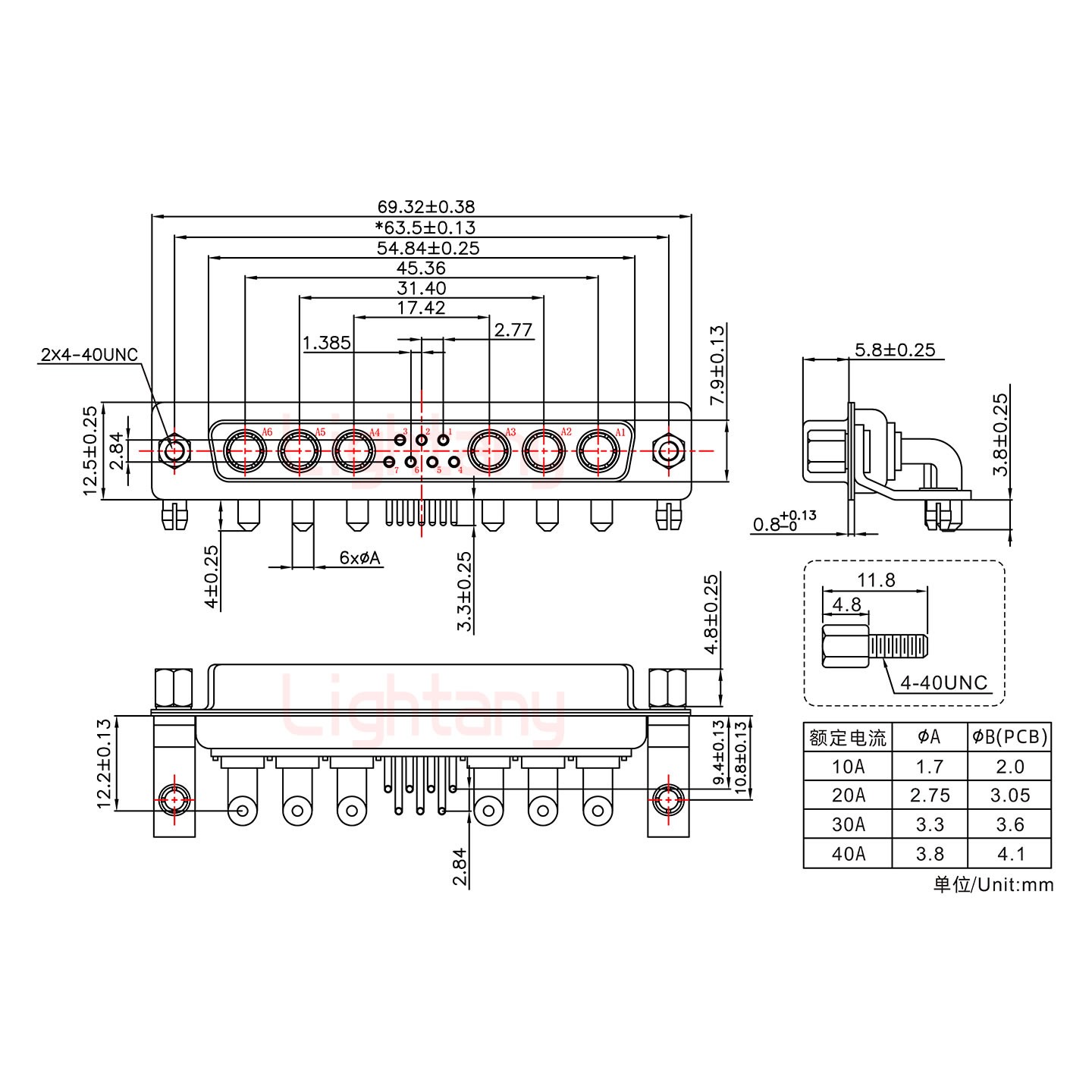 13W6A母PCB彎插板/鉚支架10.8/大電流20A