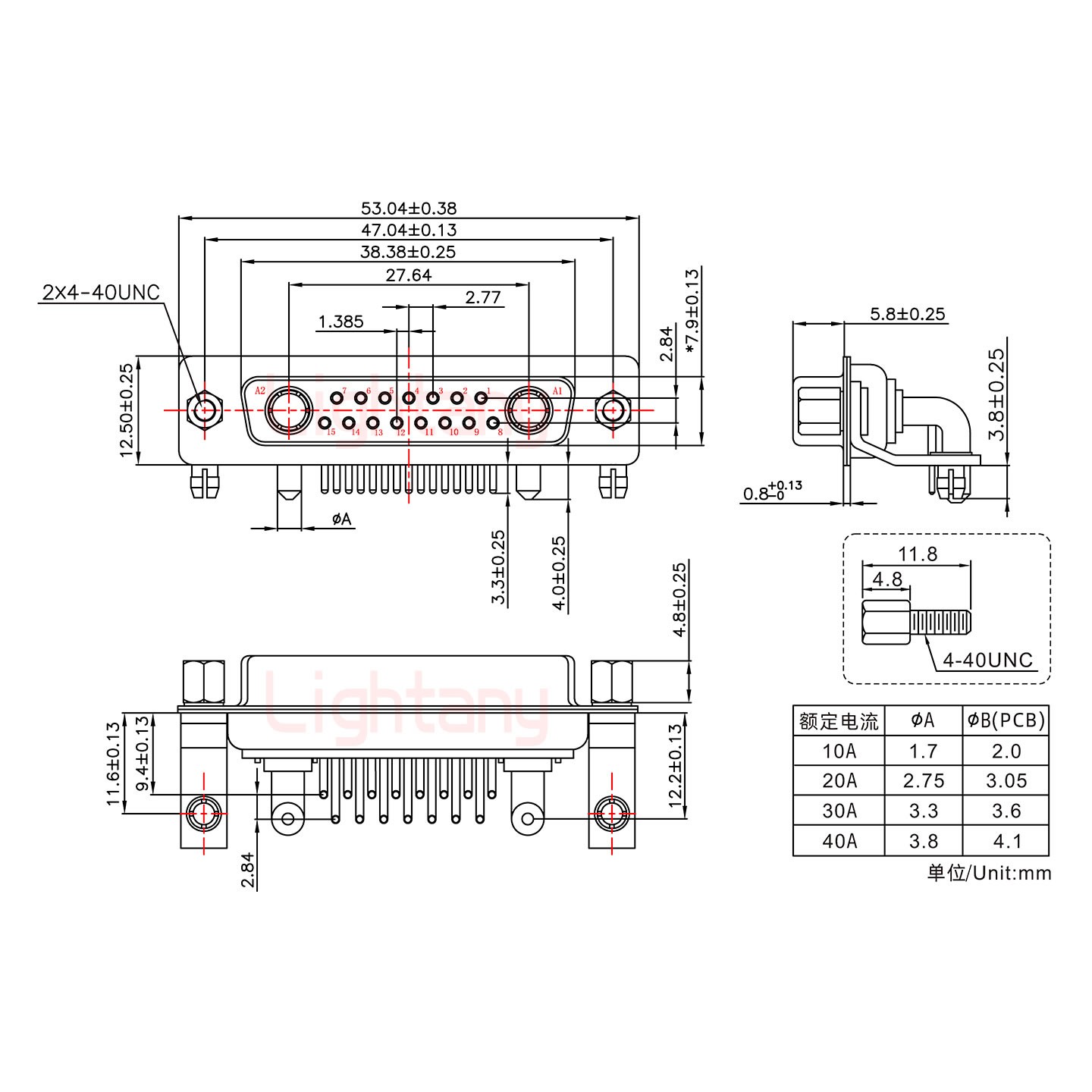 17W2母PCB彎插板/鉚支架11.6/大電流10A