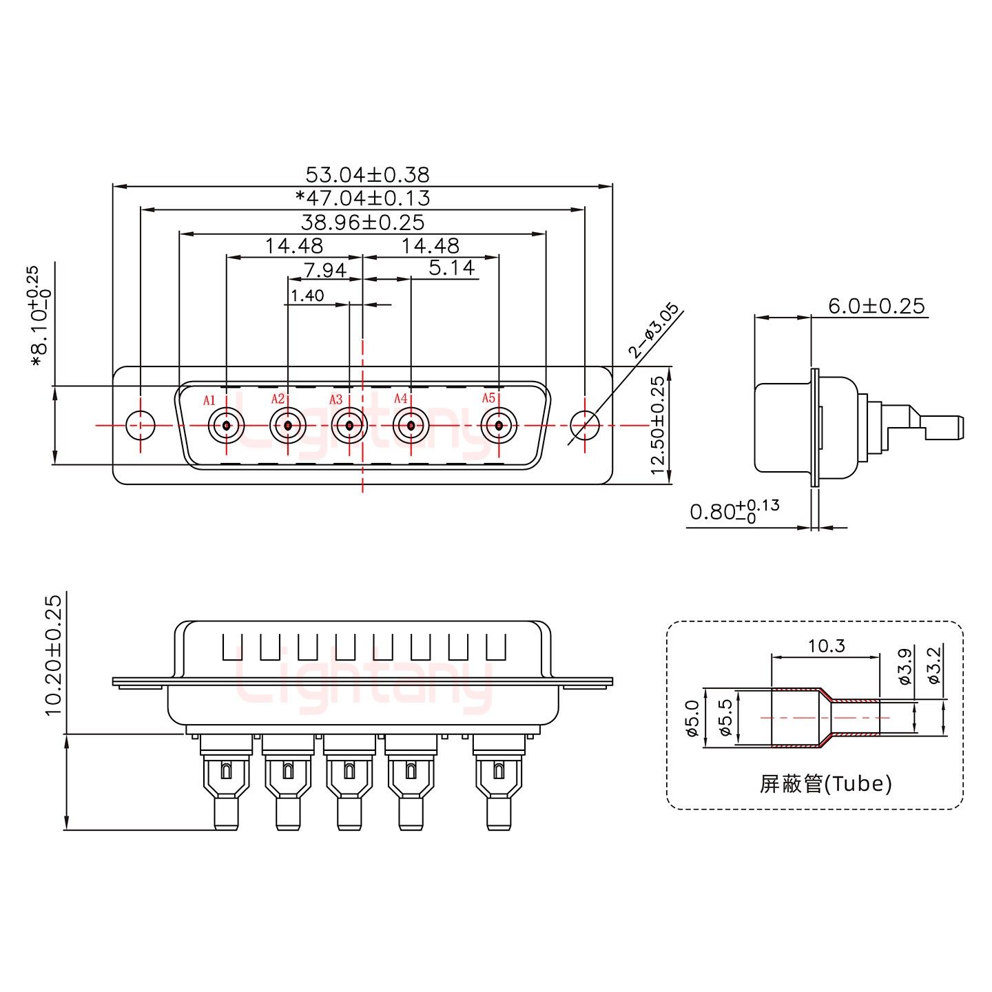 5W5公焊線式/光孔/射頻同軸75歐姆