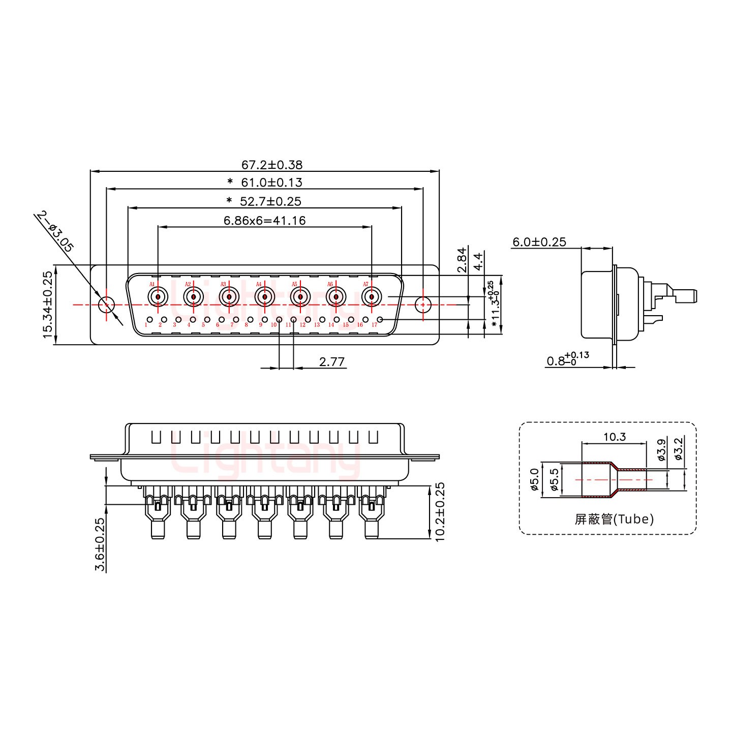 24W7公焊線式75歐姆+50P金屬外殼1745彎出線4~12mm