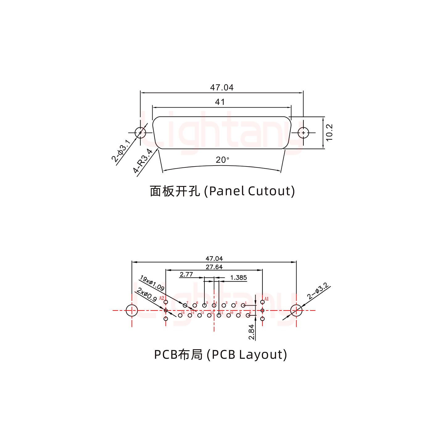 17W2母PCB直插板/鉚魚叉7.0/射頻同軸50歐姆