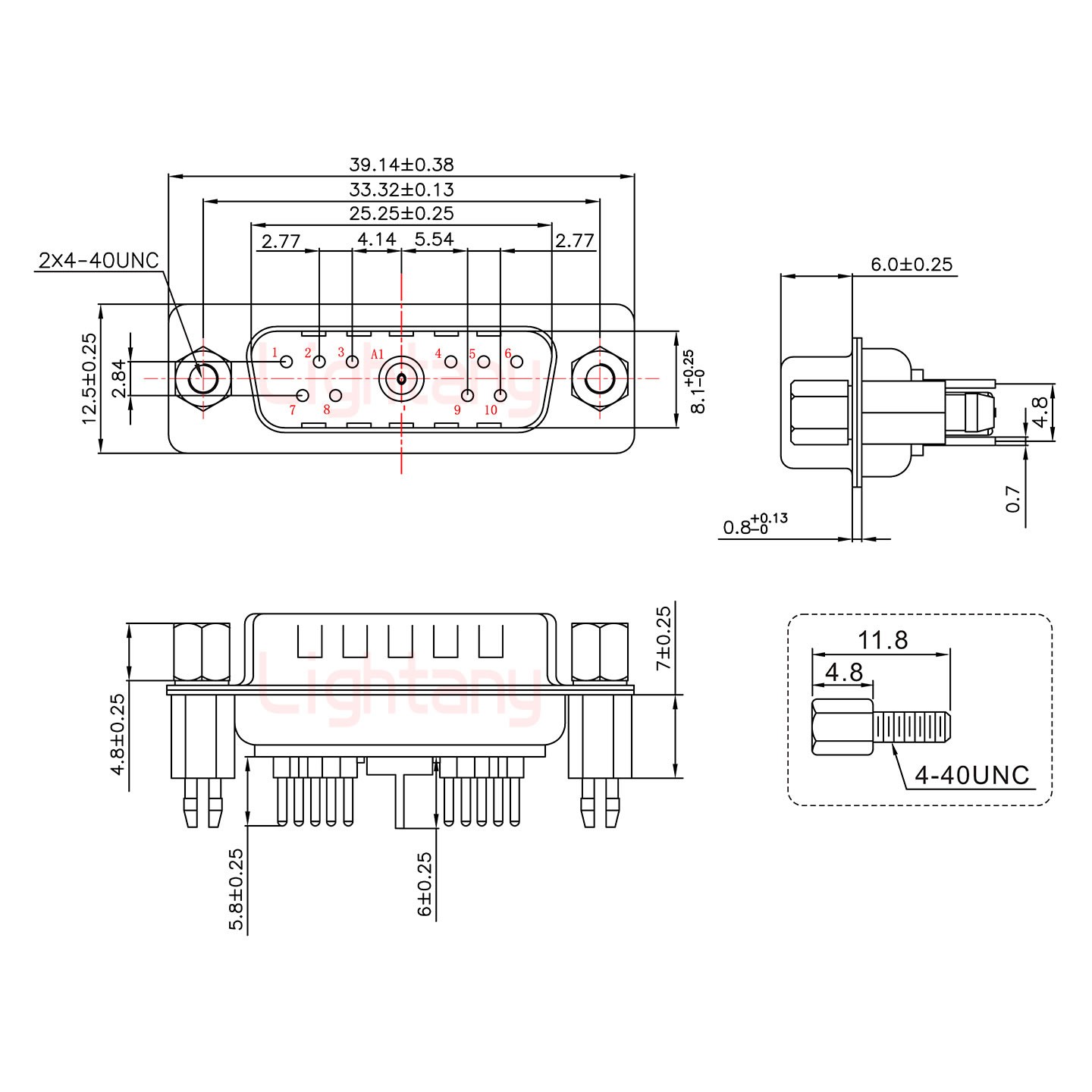 11W1公PCB直插板/鉚魚叉7.0/射頻同軸75歐姆