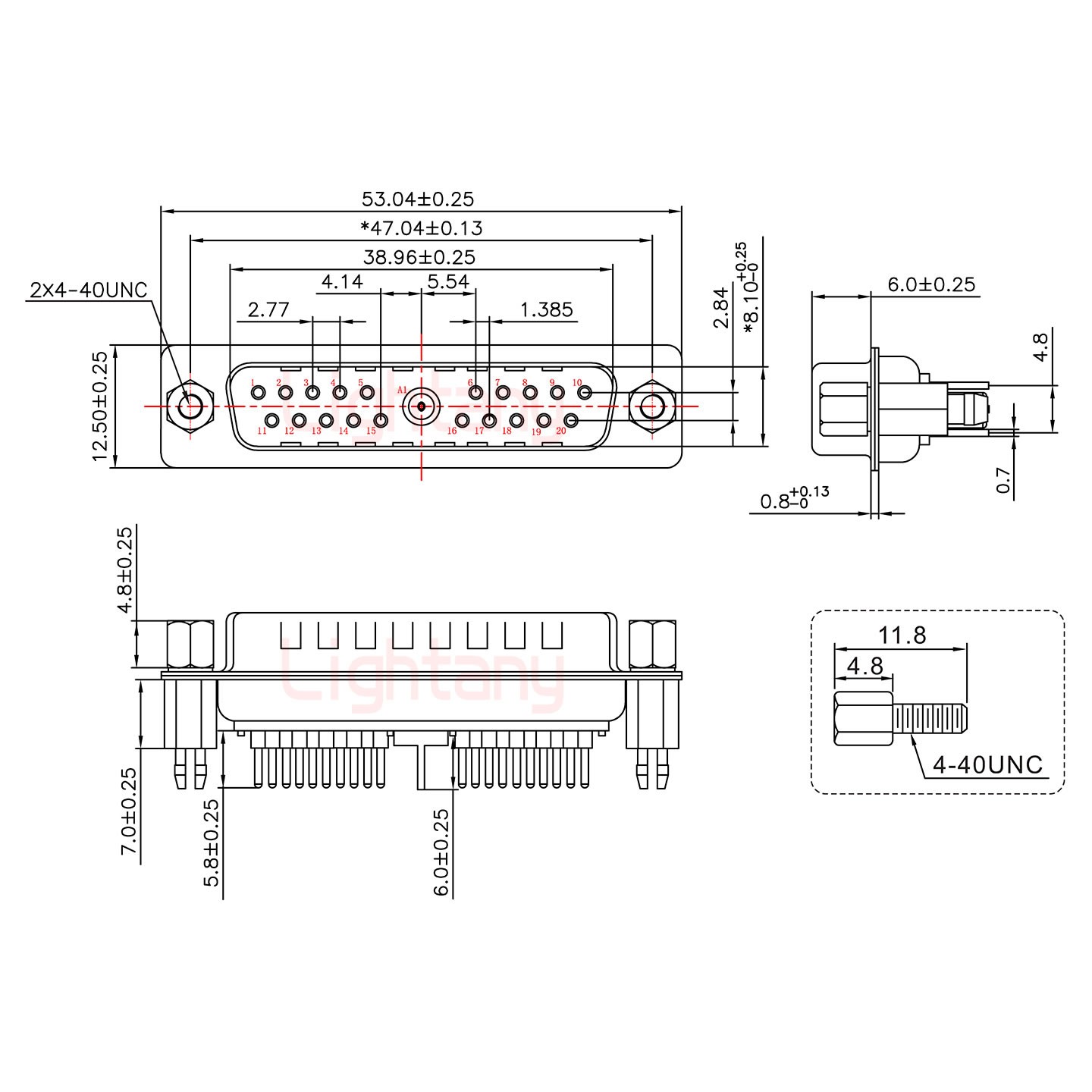 21W1公PCB直插板/鉚魚叉7.0/射頻同軸75歐姆