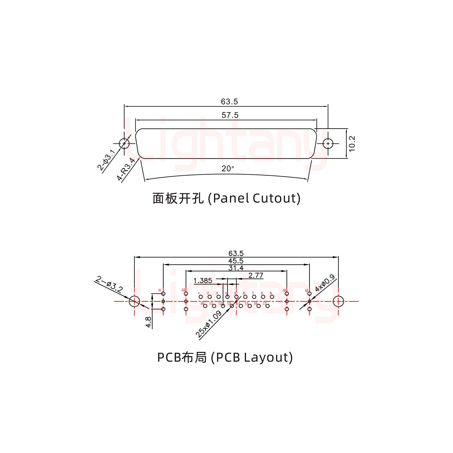 21W4公PCB直插板/鉚魚叉7.0/射頻同軸50歐姆