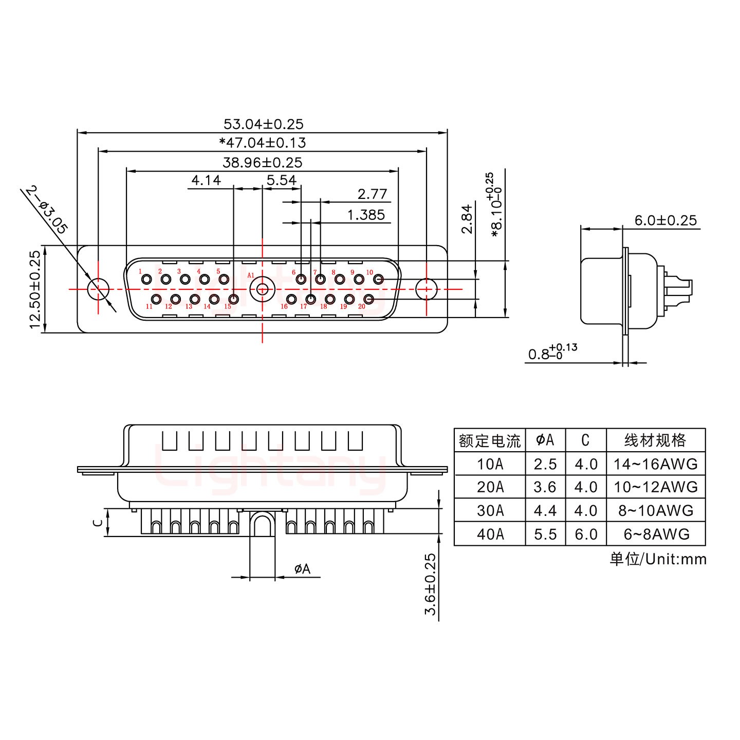 21W1公短體焊線(xiàn)/光孔/大電流10A