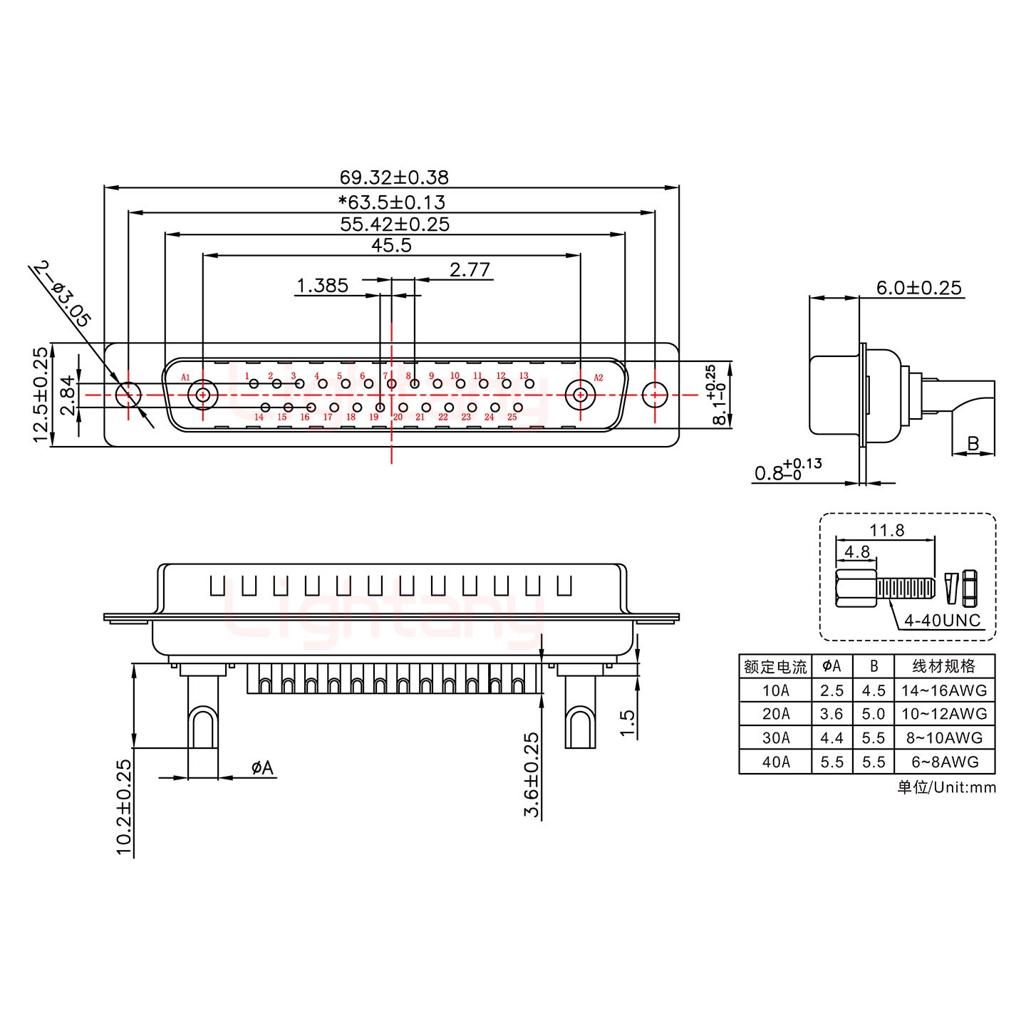 27W2公長體焊線/配螺絲螺母/大電流20A