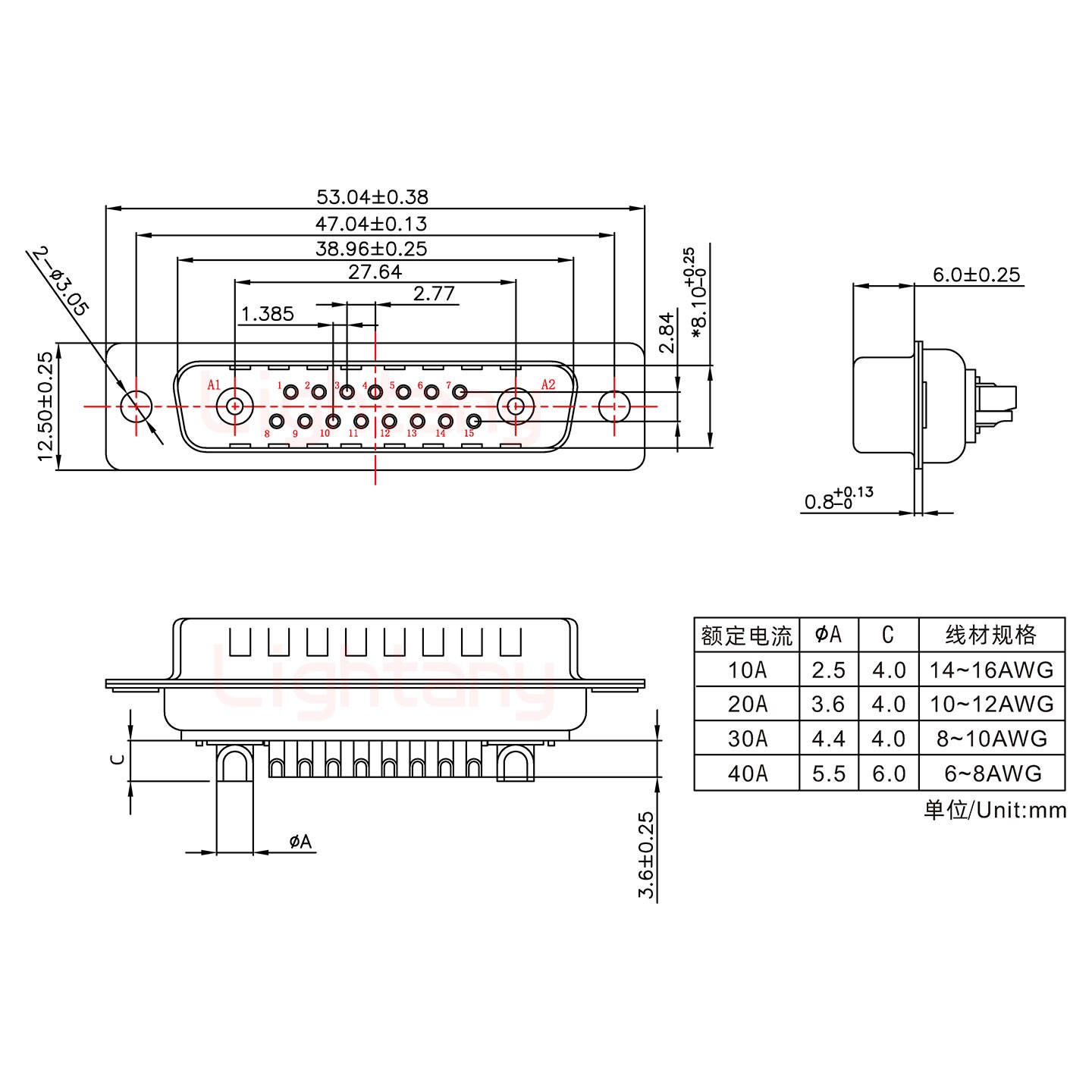 17W2公短體焊線10A+25P金屬外殼592斜出線4~12mm