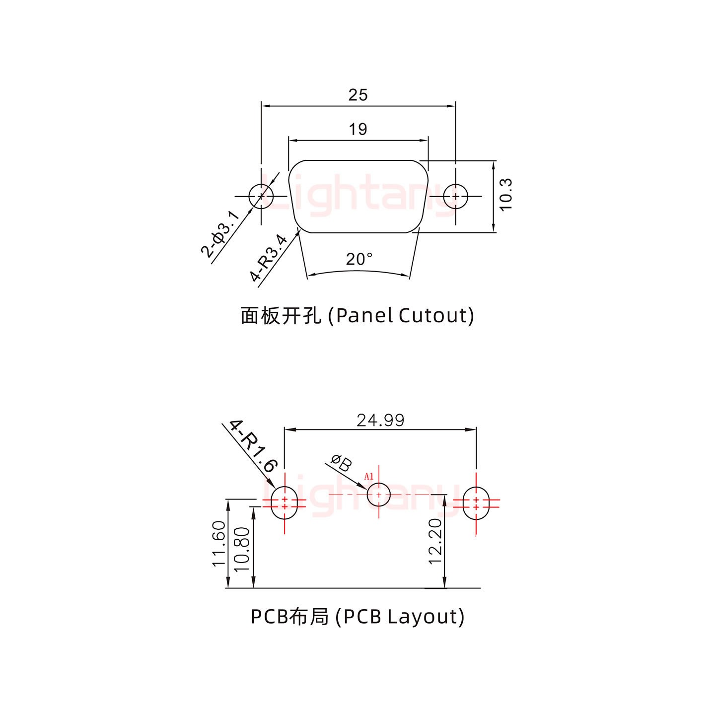 1W1公PCB彎插板/鉚支架11.6/大電流30A