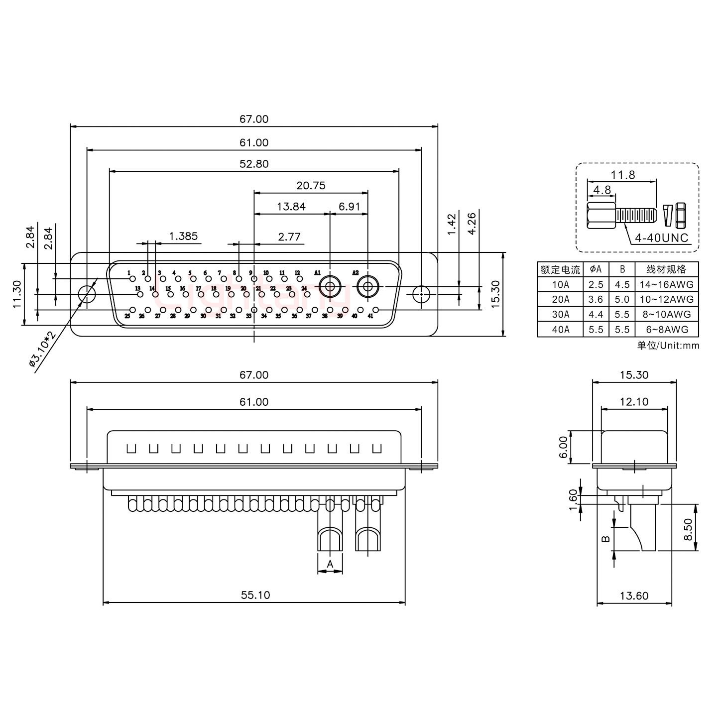 43W2公長(zhǎng)體焊線/螺絲螺母/大電流30A