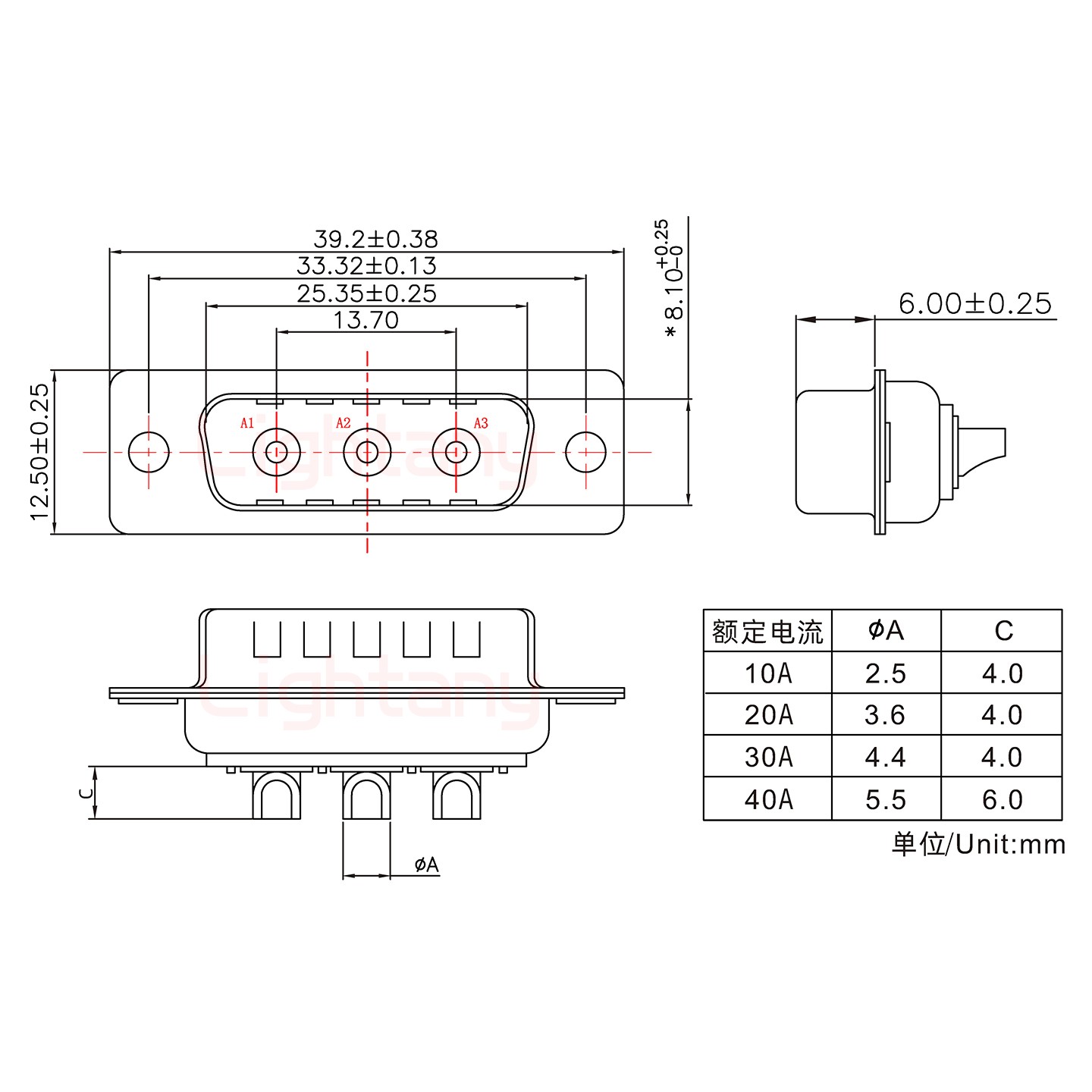 3W3公短體焊線20A+15P金屬外殼1664直出線4~12mm