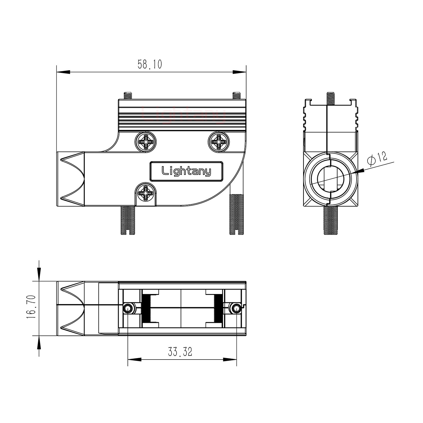 3W3公短體焊線20A+15P金屬外殼1443彎出線4~12mm