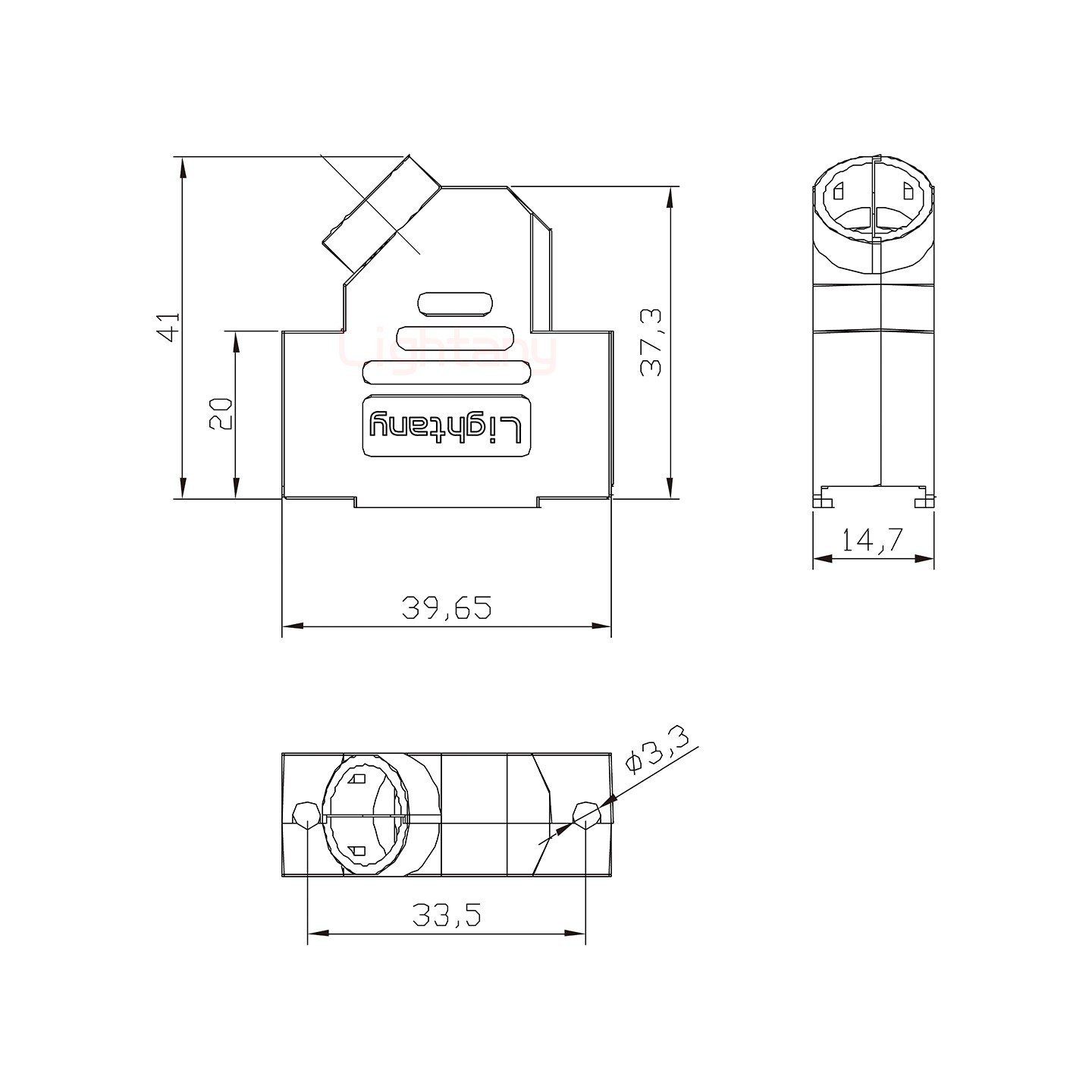 3W3公短體焊線10A+15P金屬外殼1679斜出線4~12mm