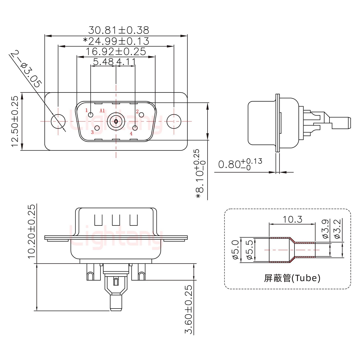 5W1公頭焊線(xiàn)+防水接頭/線(xiàn)徑5~11mm/射頻同軸75歐姆