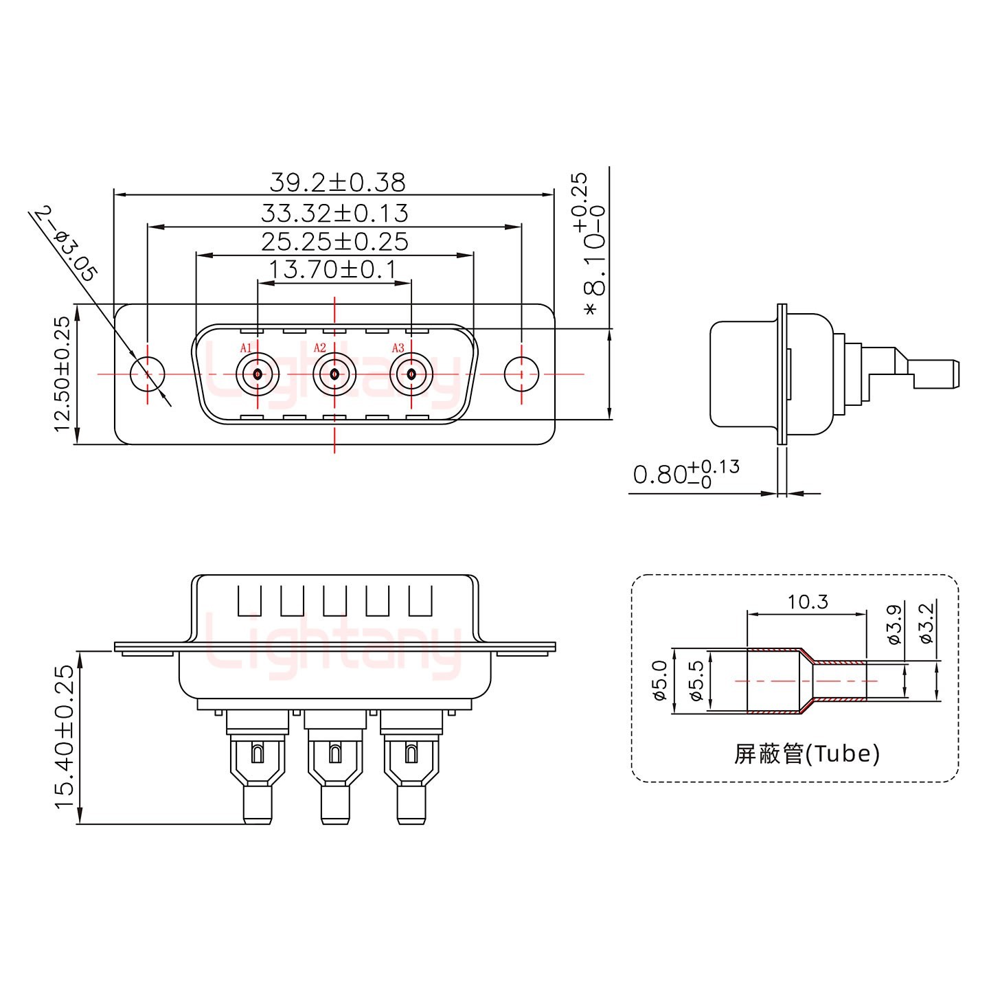 3W3公頭焊線+防水接頭/線徑5~11mm/射頻同軸50歐姆