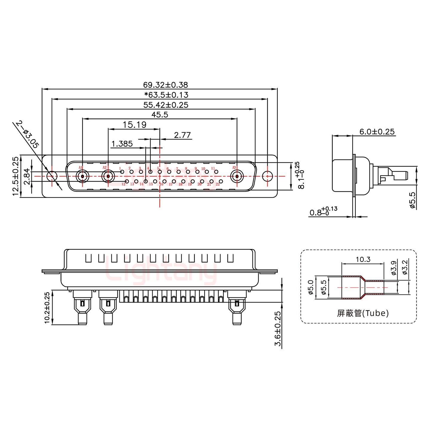 25W3公頭焊線+防水接頭/線徑10~16mm/射頻同軸75歐姆