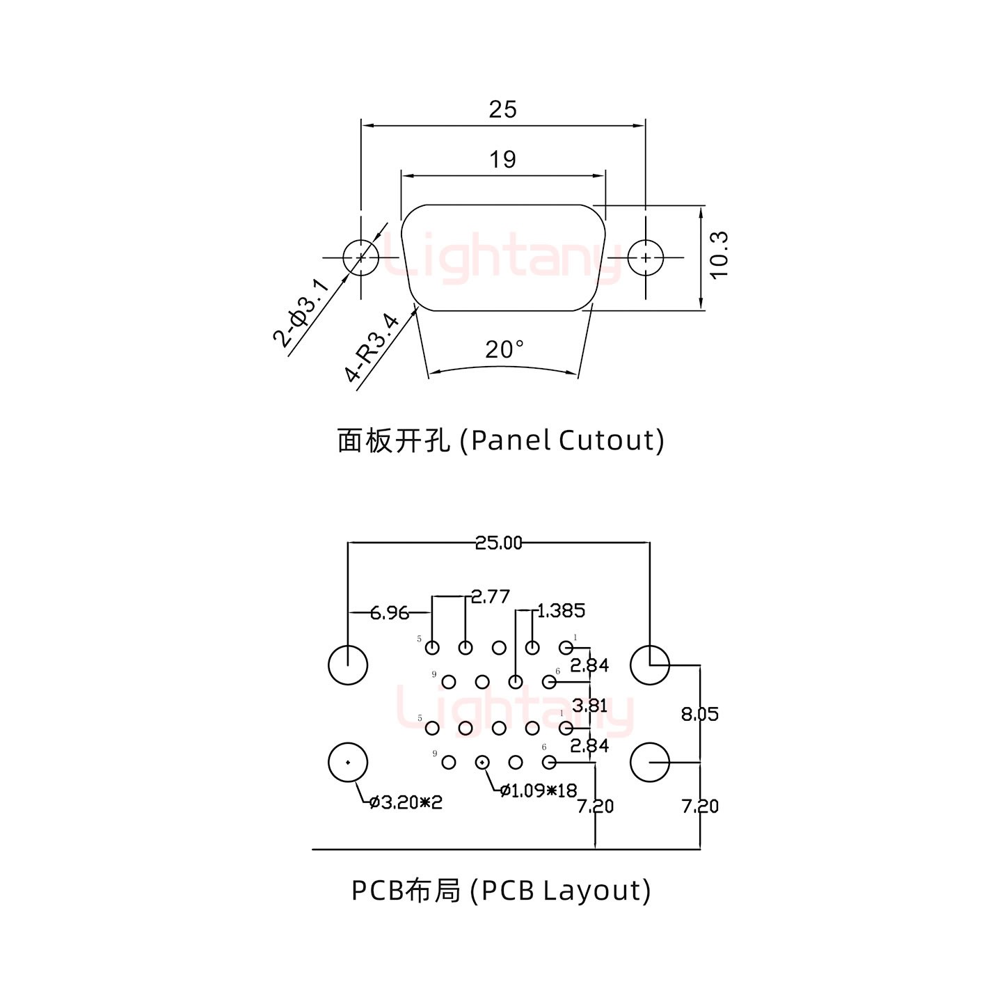 DR9 母對母 間距19.05車針雙胞胎 D-SUB連接器