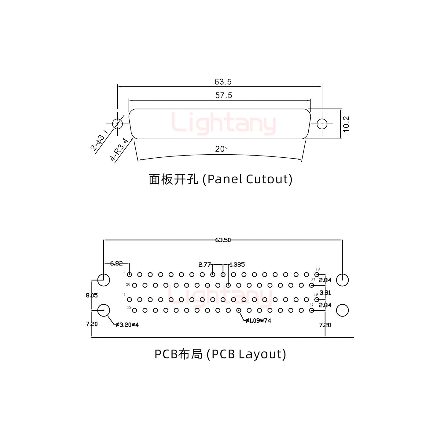 DR37 公對(duì)公 間距19.05車針雙胞胎 D-SUB連接器