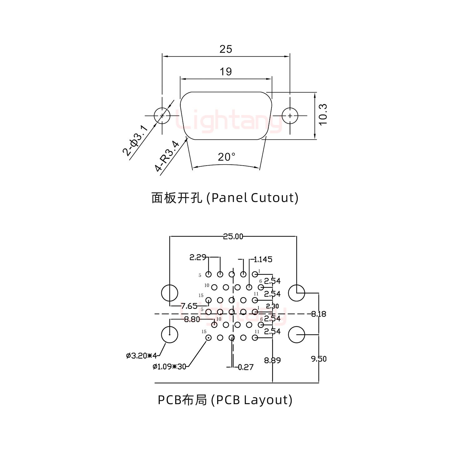 HDR15 母對母 間距19.05車針雙胞胎 D-SUB連接器