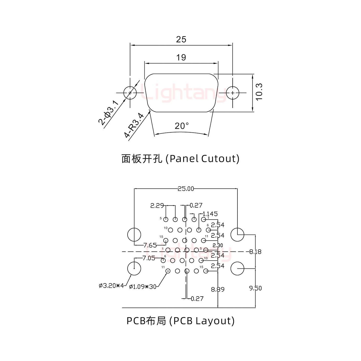 HDR15 上母下公 間距15.88車針雙胞胎 D-SUB連接器