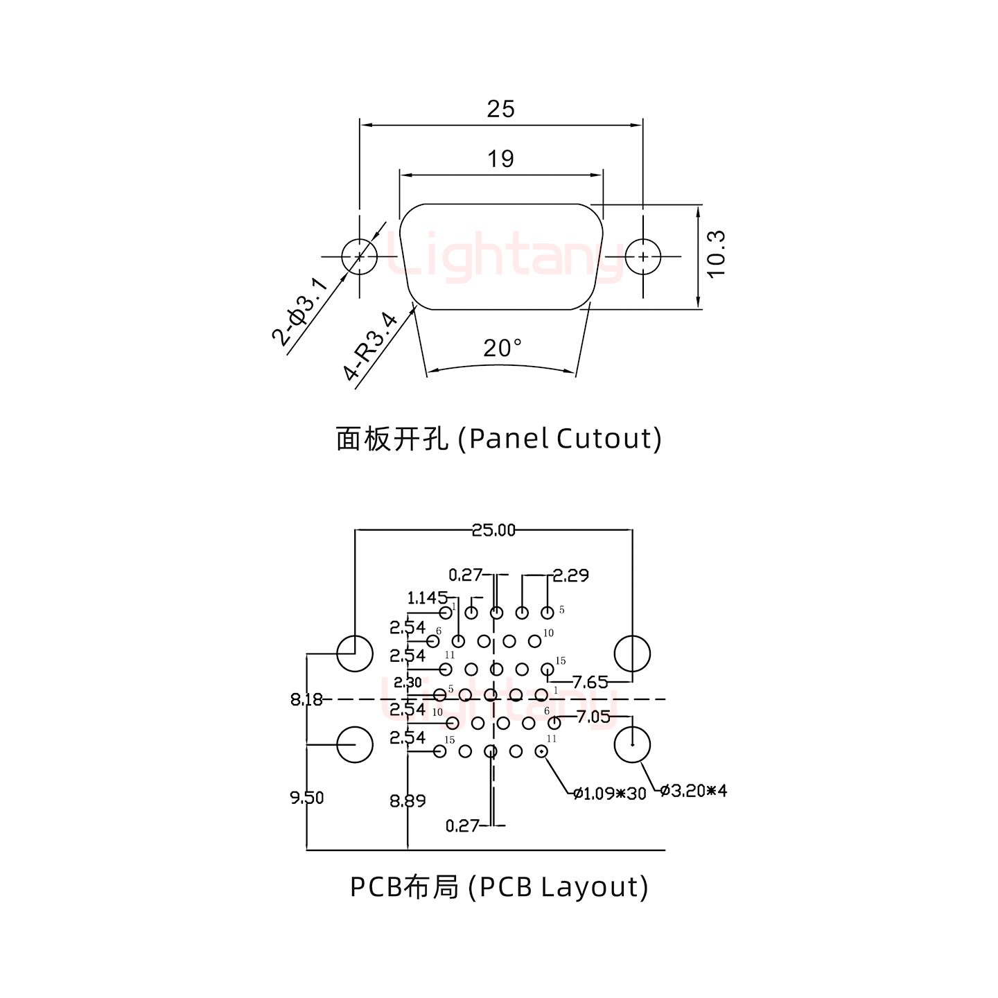 HDR15 上公下母 間距15.88車針雙胞胎 D-SUB連接器