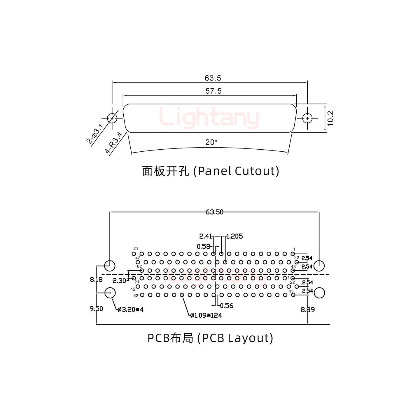 HDR62 母對母間距15.88車針雙胞胎 D-SUB連接器