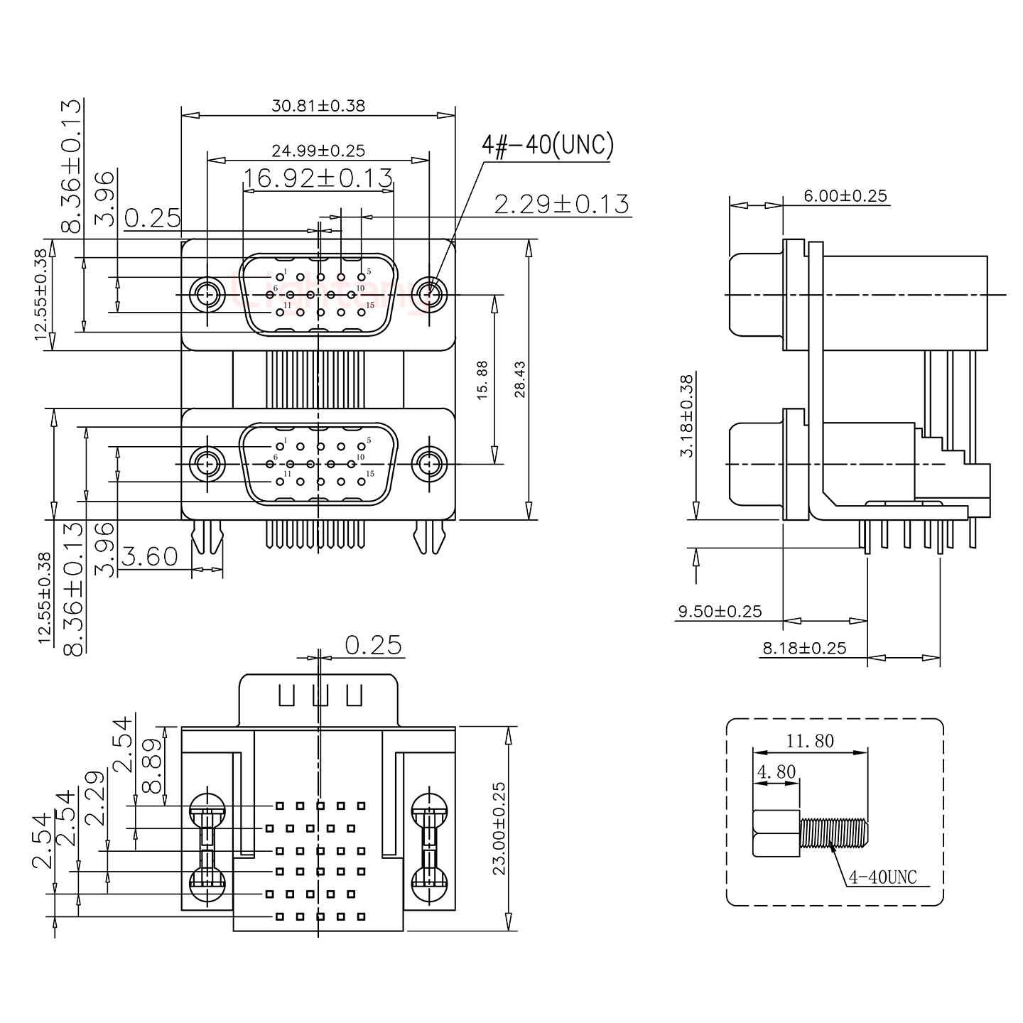 HDR15公對公 間距15.88 雙胞胎沖針 D-SUB連接器