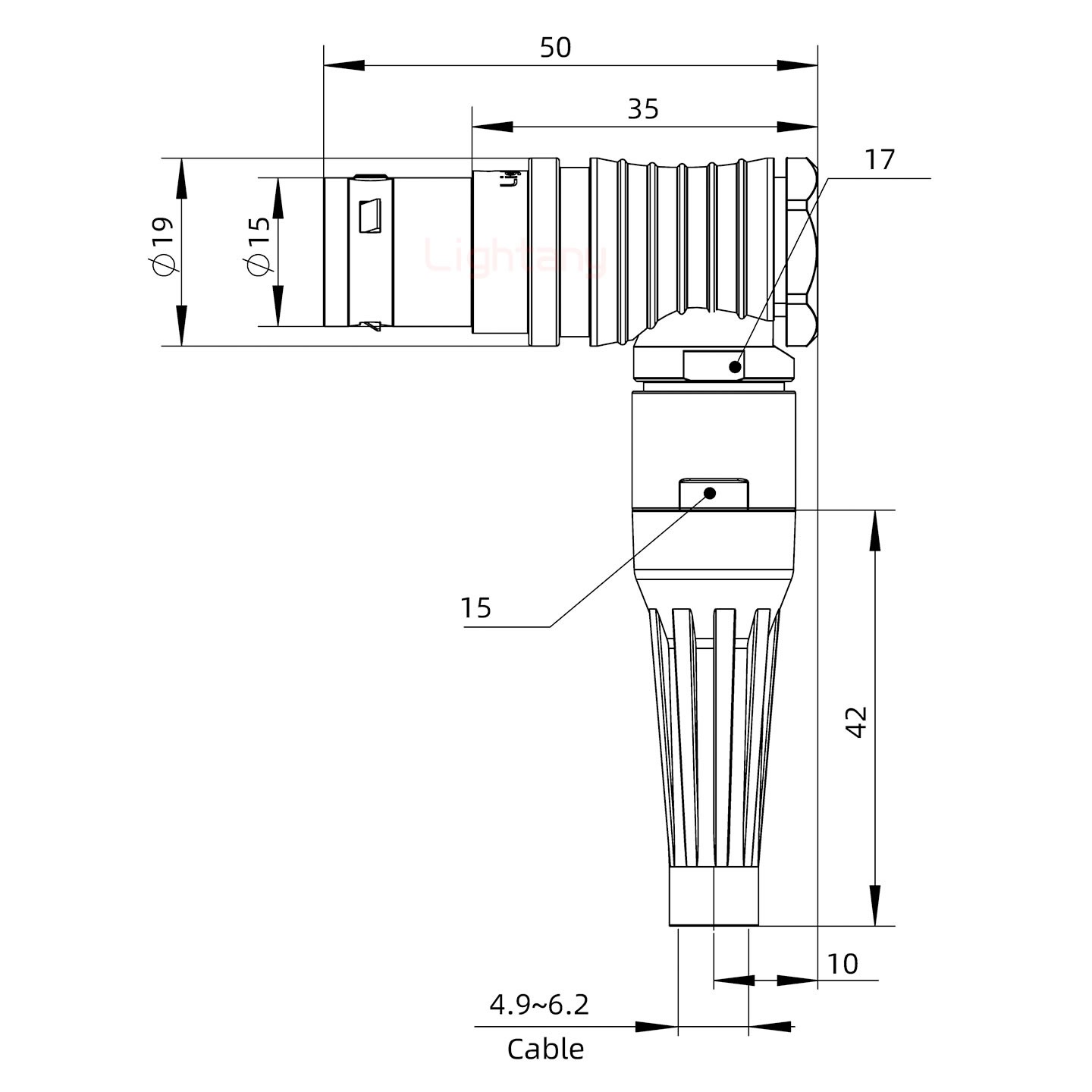 FHG.3B.002.CLAD62Z帶護套彎式插頭