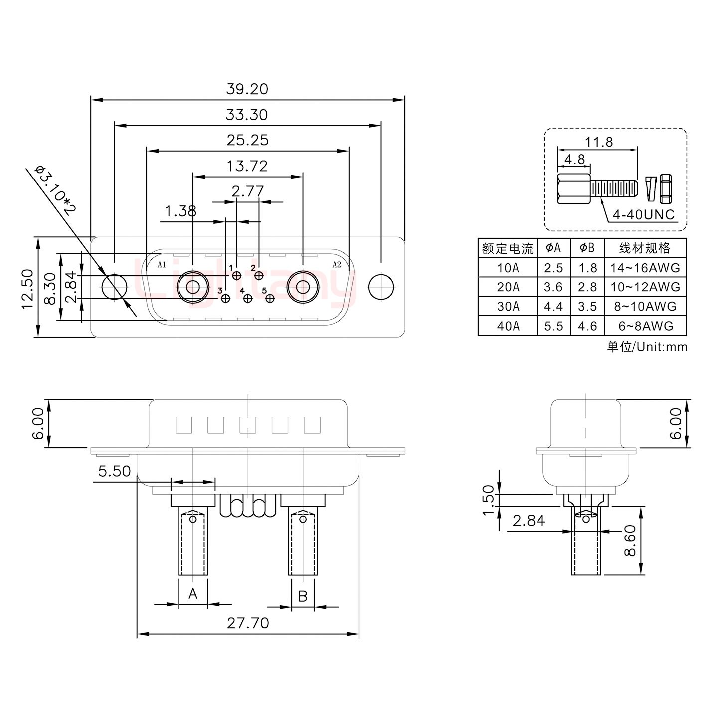 7W2公壓線式/配螺絲螺母/大電流30A