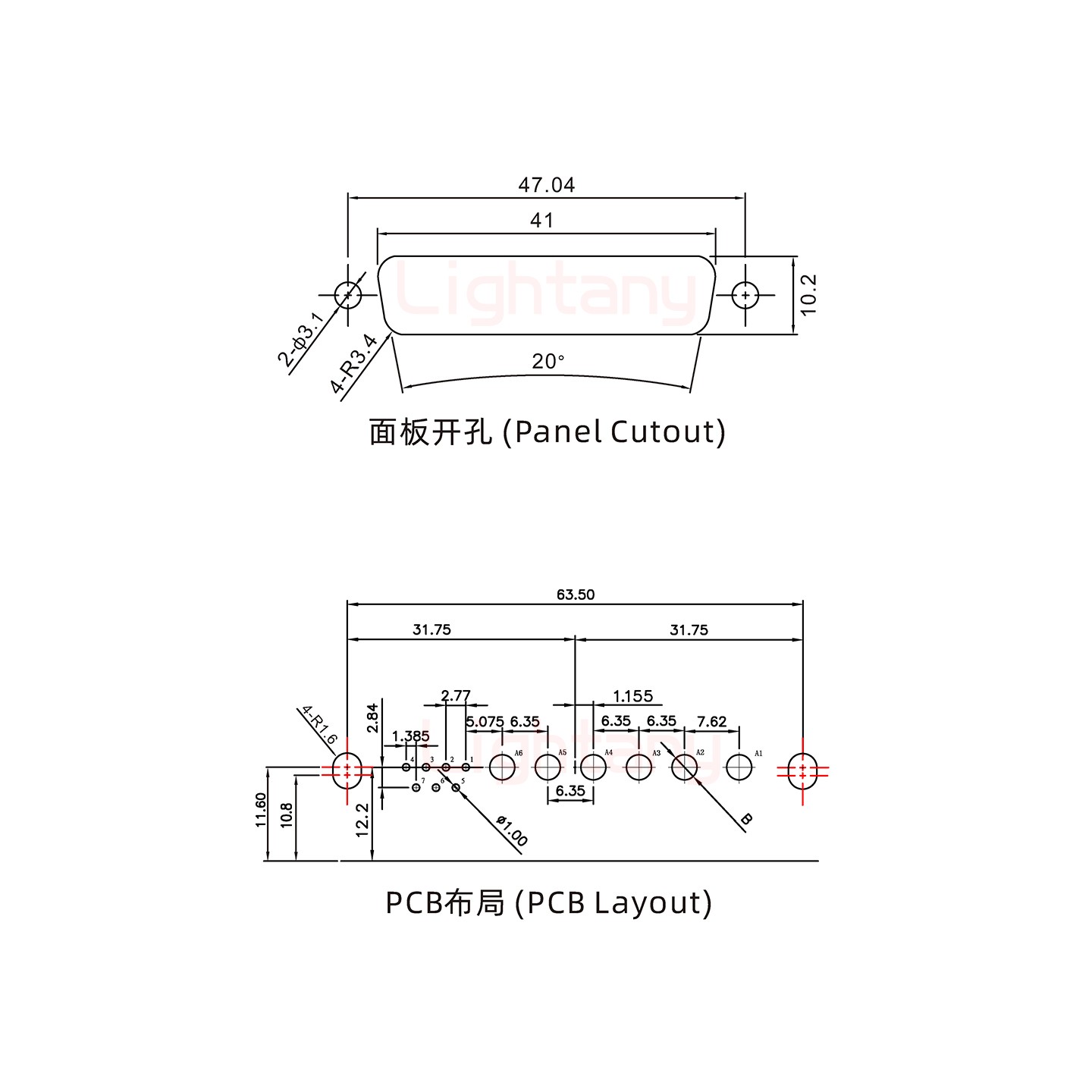 13W6B母PCB彎插板/鉚支架10.8/大電流10A