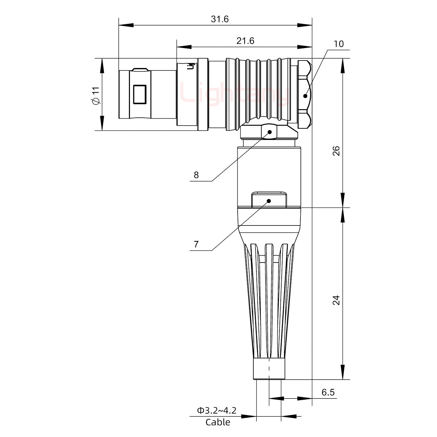 FHG.0B.002.CLAD42Z帶護(hù)套彎式插頭