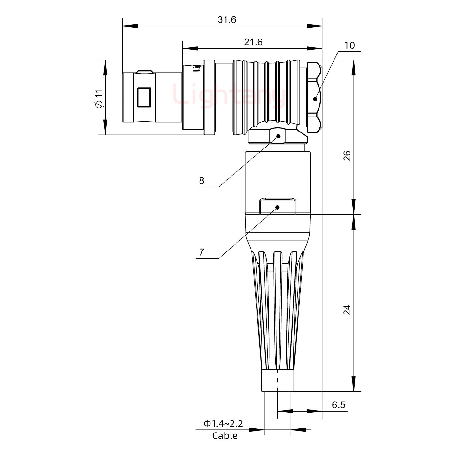 FHG.0B.003.CLAD21Z帶護(hù)套彎式插頭