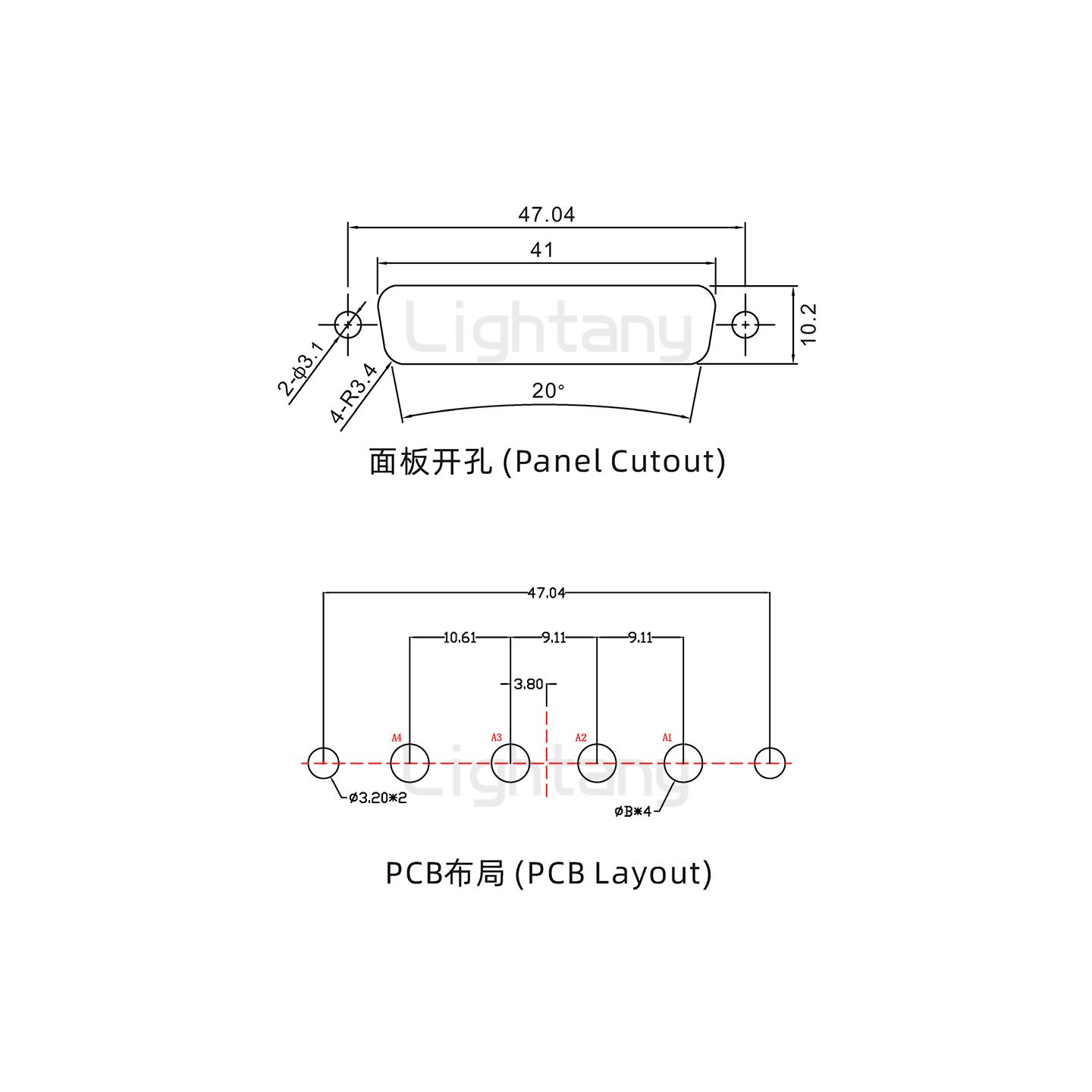 防水4W4母直插板/鉚魚叉/鎖螺絲/大電流40A