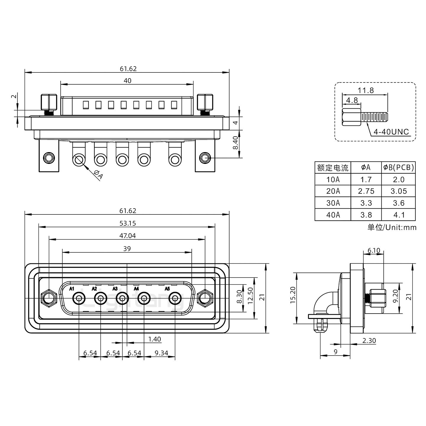 防水5W5公彎插板/鉚支架/鎖螺絲/大電流40A