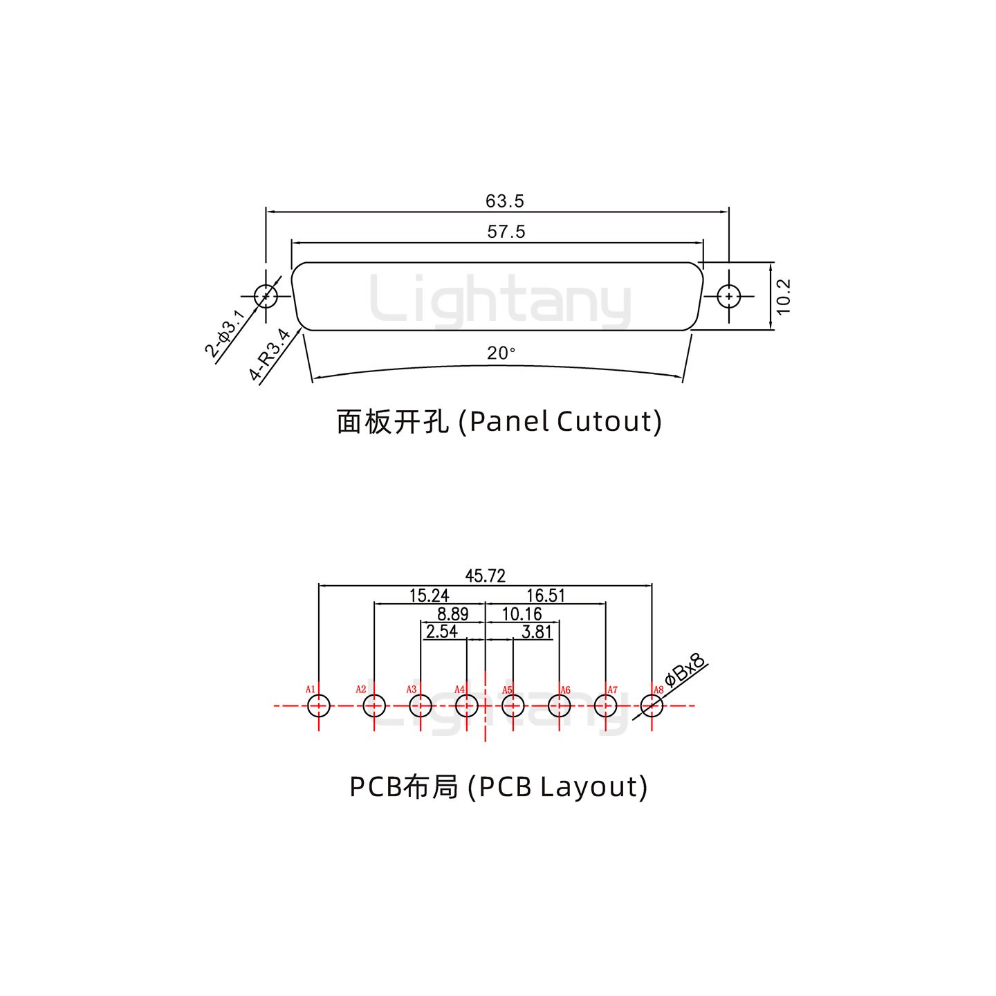 防水8W8公直插板/鎖螺絲/大電流40A