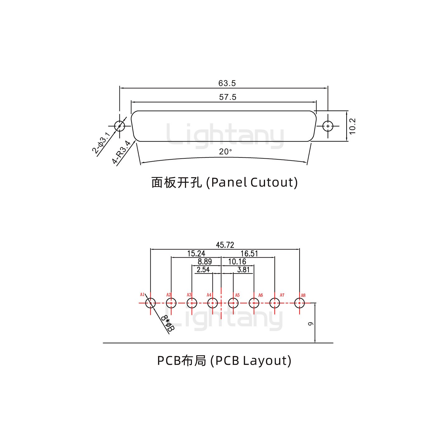 防水8W8公彎插板/鎖螺絲/大電流40A