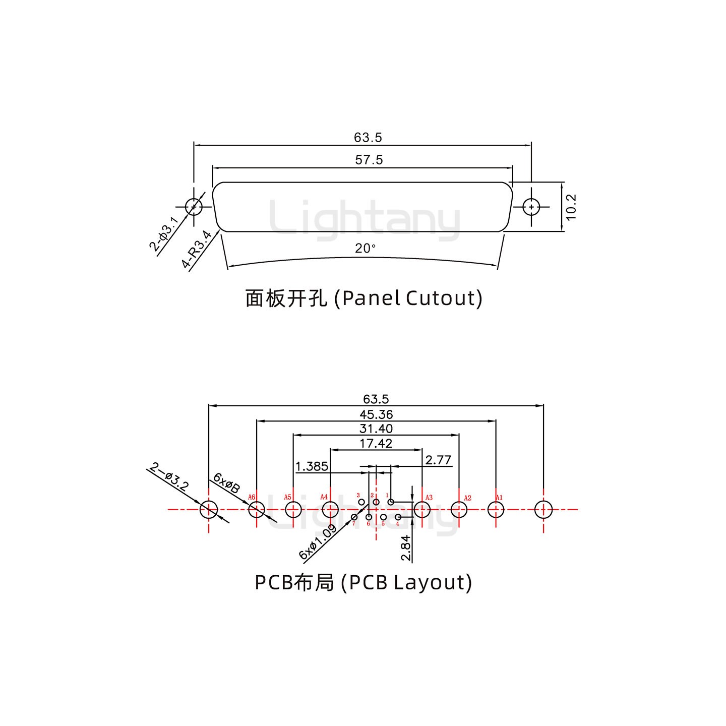 防水13W6A母直插板/鉚魚叉/鎖螺絲/大電流40A