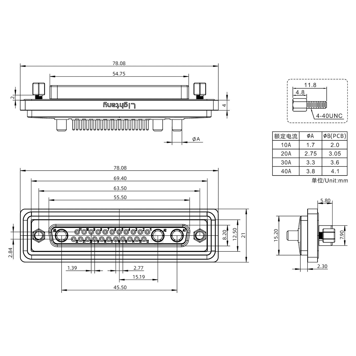 防水25W3母直插板/鎖螺絲/大電流40A