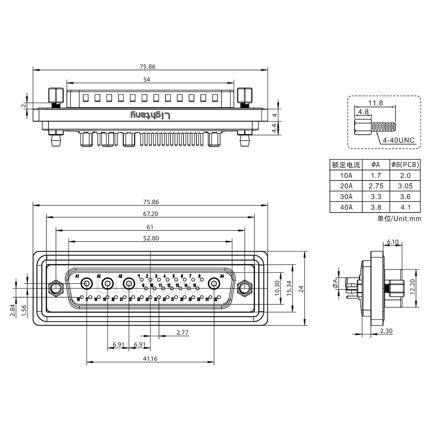 防水36W4公直插板/鉚魚叉/鎖螺絲/大電流40A