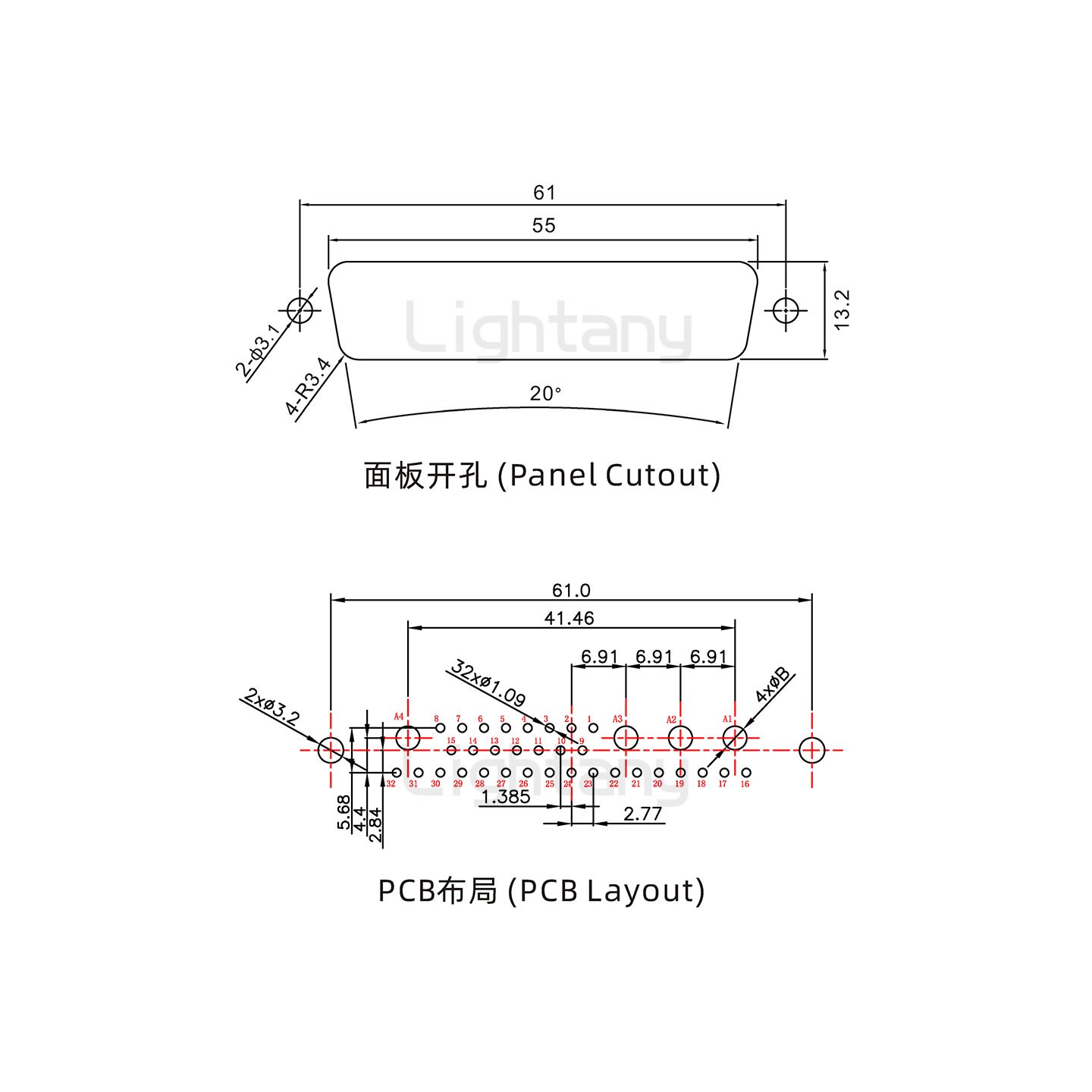 防水36W4母直插板/鉚魚(yú)叉/鎖螺絲/大電流40A