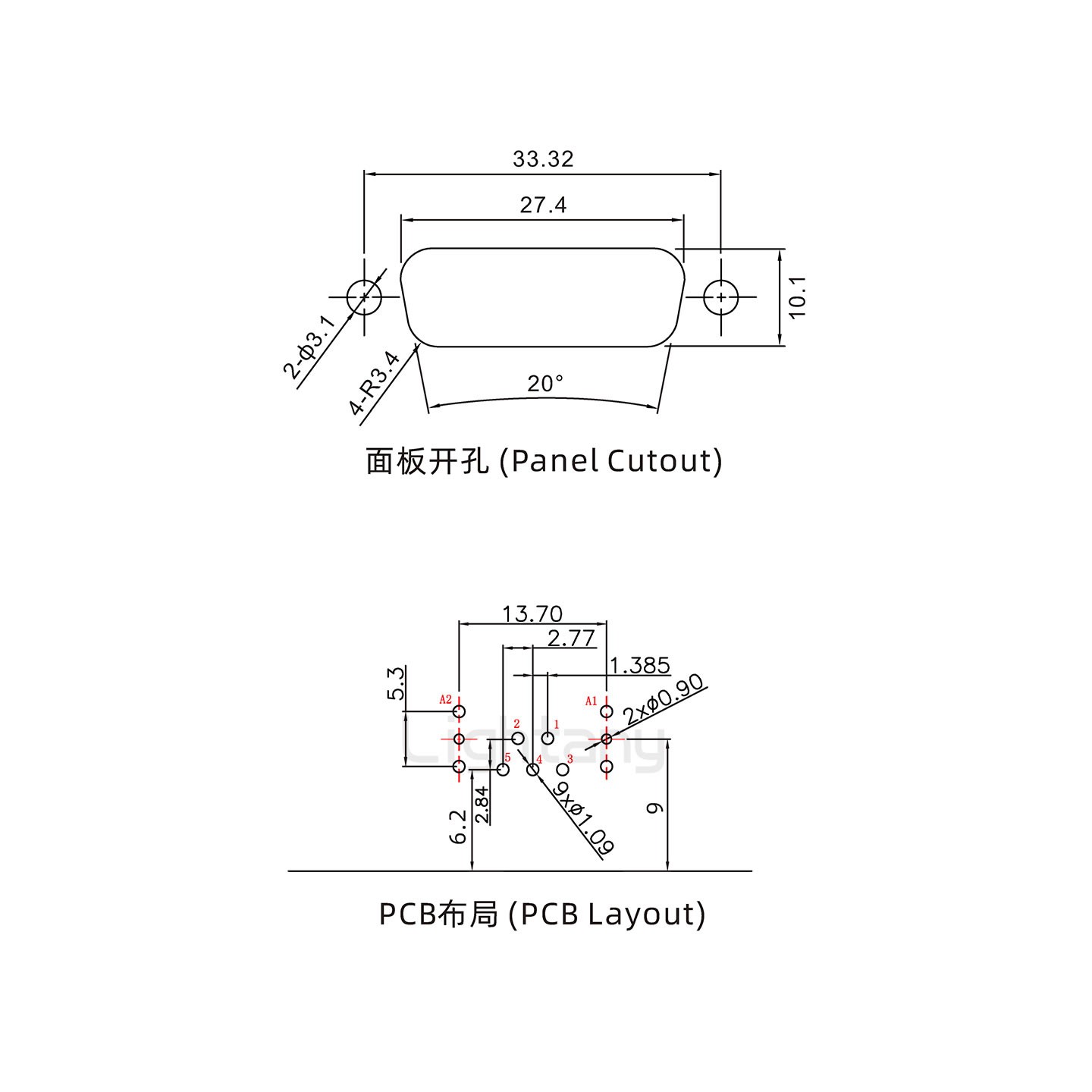 防水7W2母彎插板/鎖螺絲/射頻同軸50歐姆