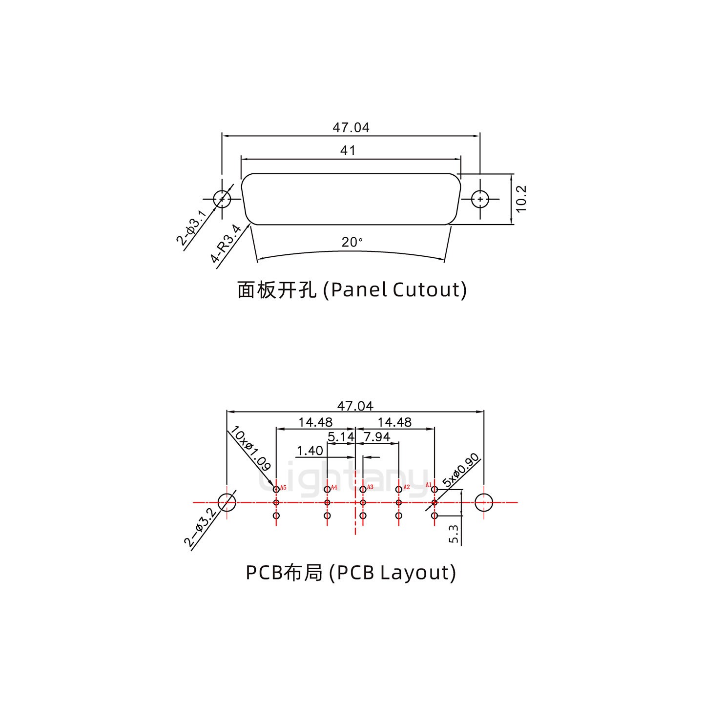 防水5W5母直插板/鉚魚叉/鎖螺絲/射頻同軸50歐姆