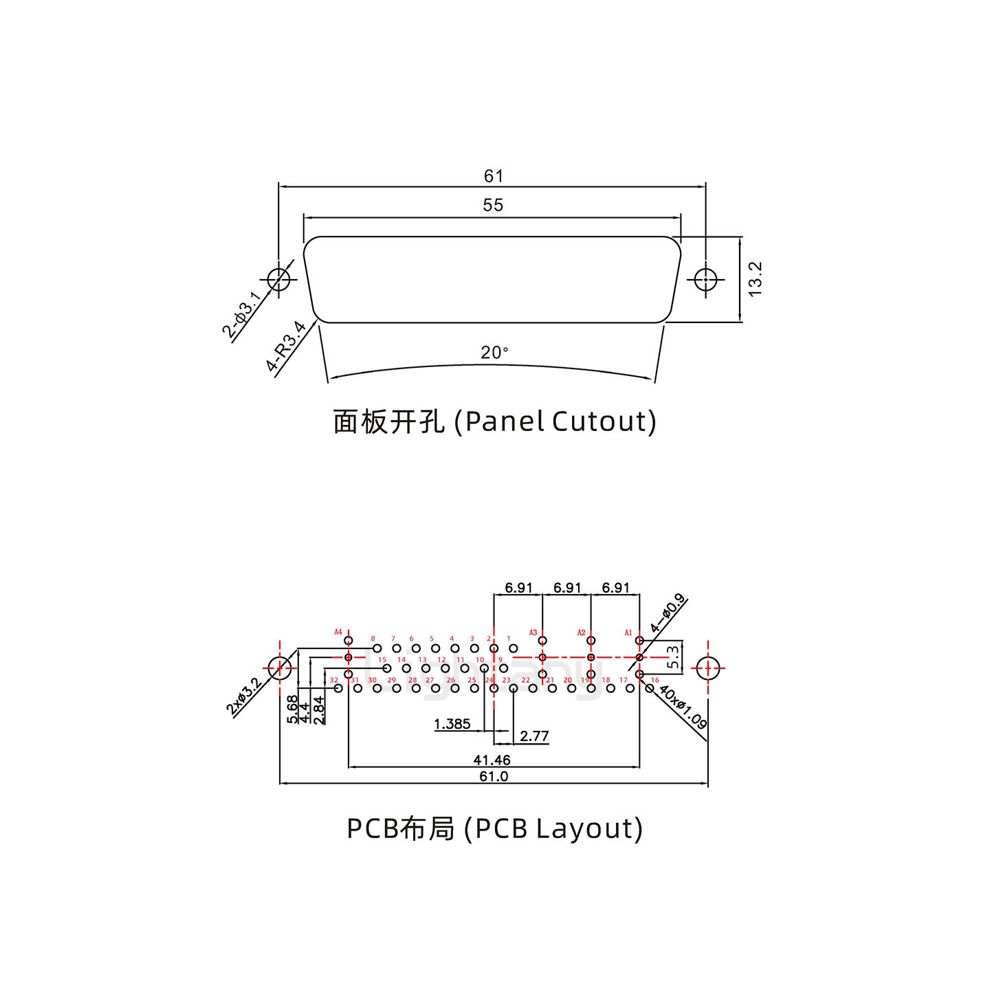 防水36W4母直插板/鉚魚叉/鎖螺絲/射頻同軸50歐姆