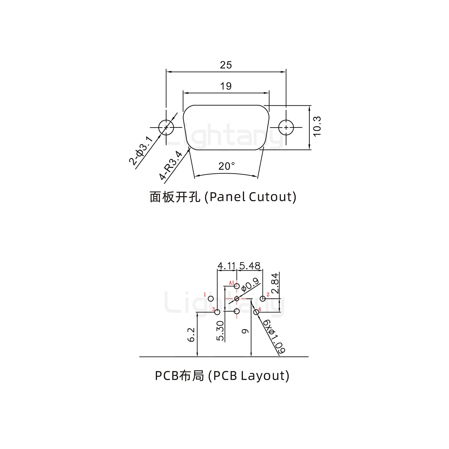 防水5W1公彎插板/鎖螺絲/射頻同軸50歐姆