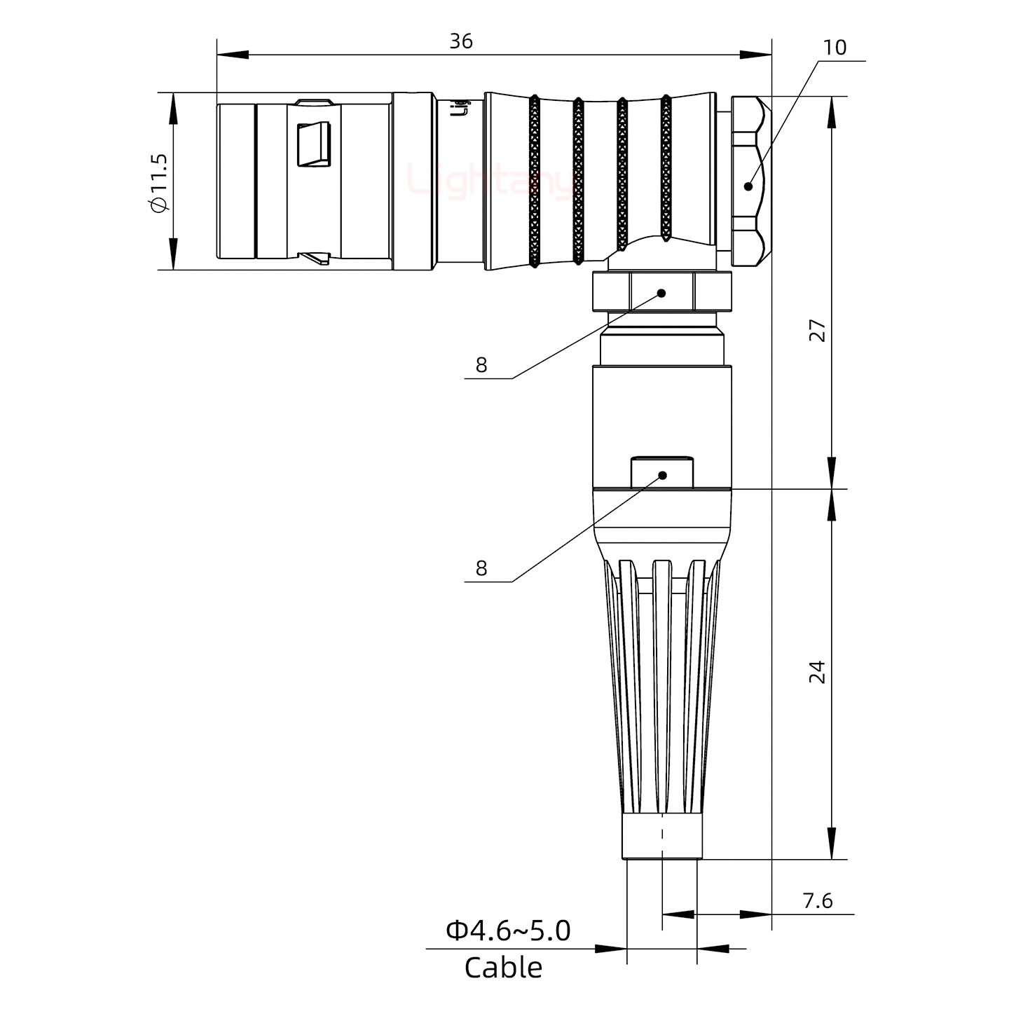 FHG.0K.007.CLAC50Z推拉自鎖帶護(hù)套彎式插頭