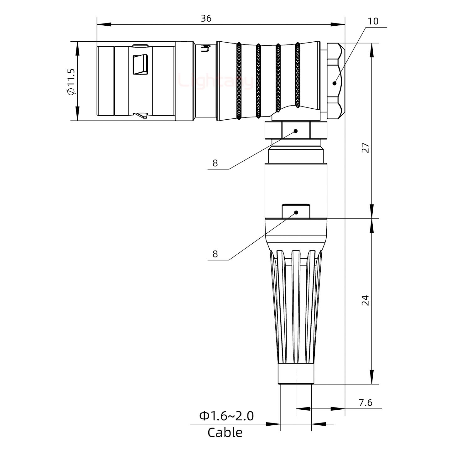 FHG.0K.004.CLAC20Z推拉自鎖帶護(hù)套彎式插頭